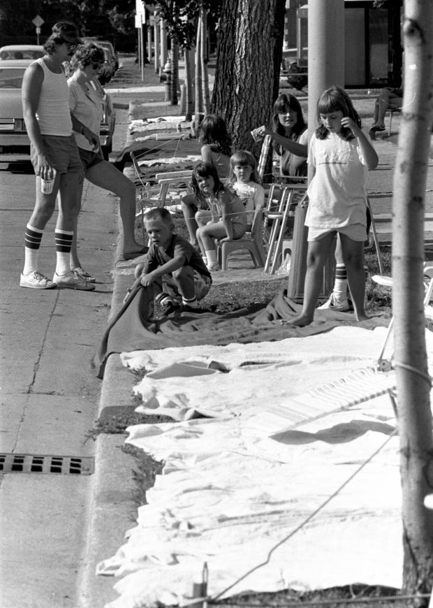 Getting ready for the July 4, 1987 FourthFest parade